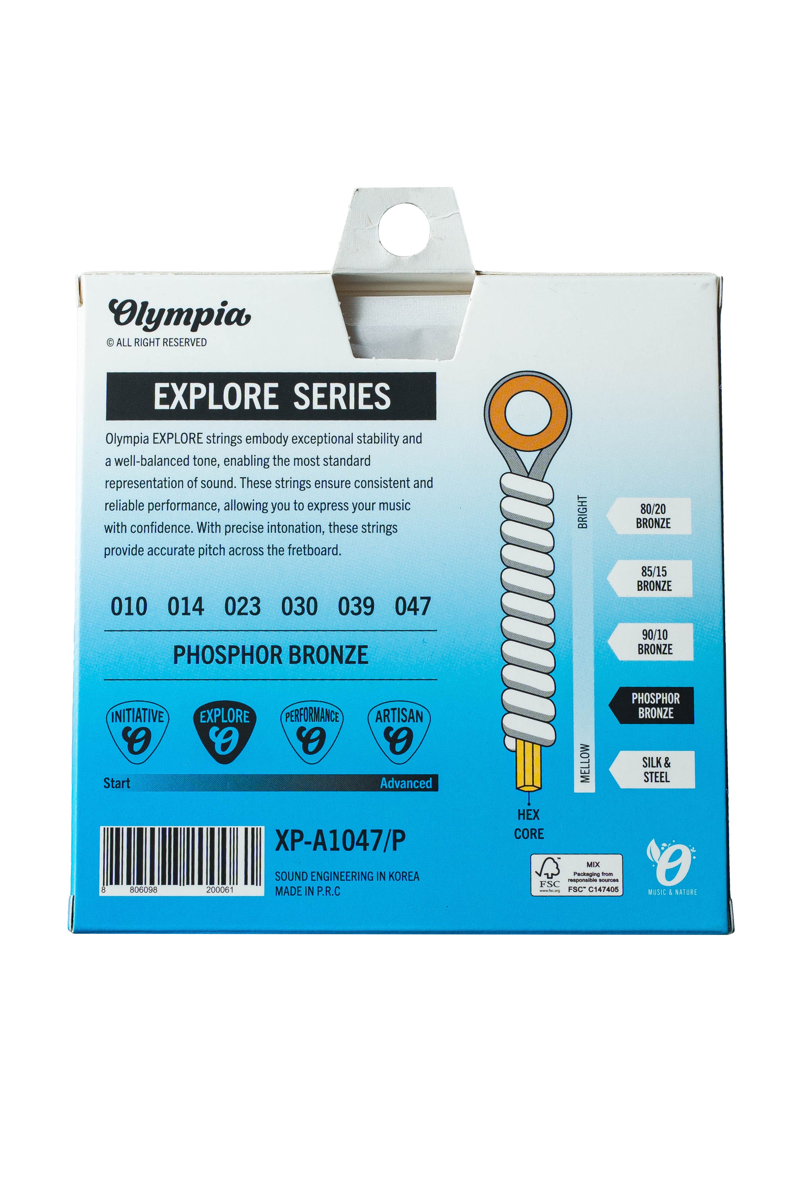 CUERDAS PARA GUITARRA ACUSTICA, PERFORMANCE, 80/20BRZ, 010-047